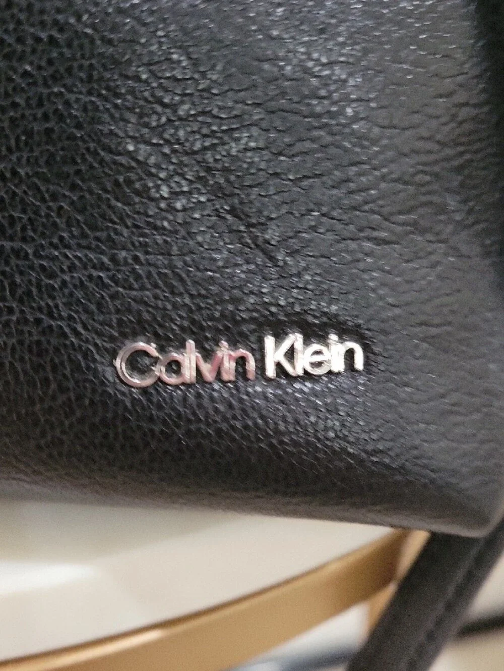 Calvin Klein Black Leather Structured Top-Handle Satchel